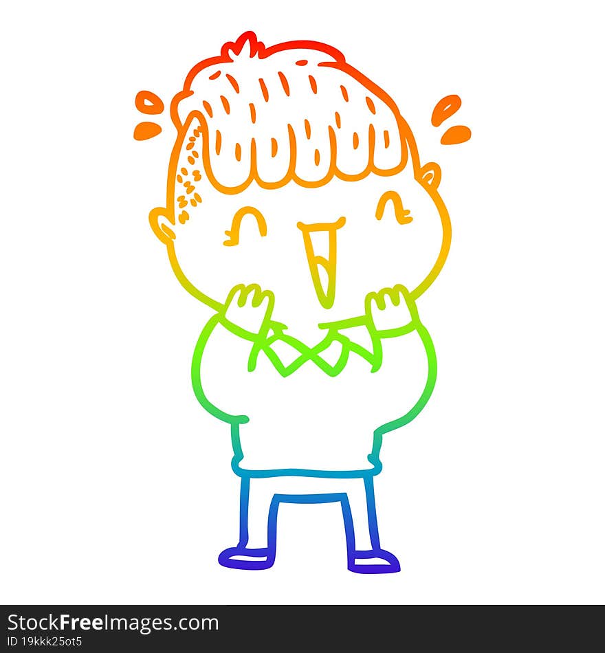 rainbow gradient line drawing cartoon happy boy surprised