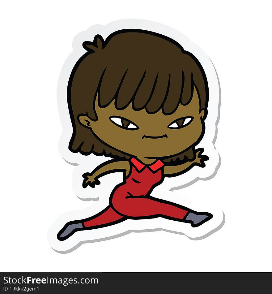 sticker of a cartoon woman