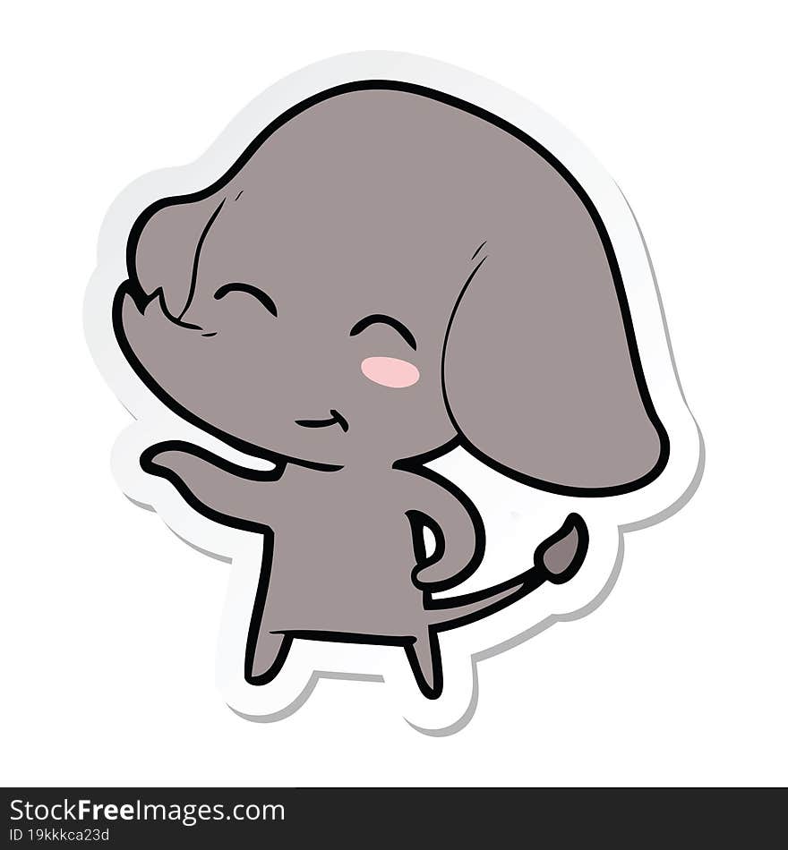 sticker of a cute cartoon elephant