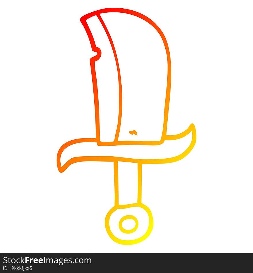 warm gradient line drawing cartoon dagger