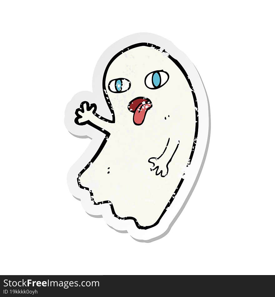 retro distressed sticker of a funny cartoon ghost