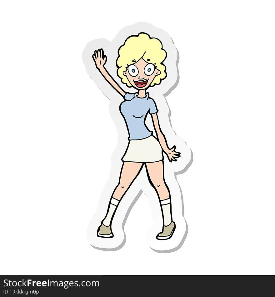 sticker of a cartoon woman dancing