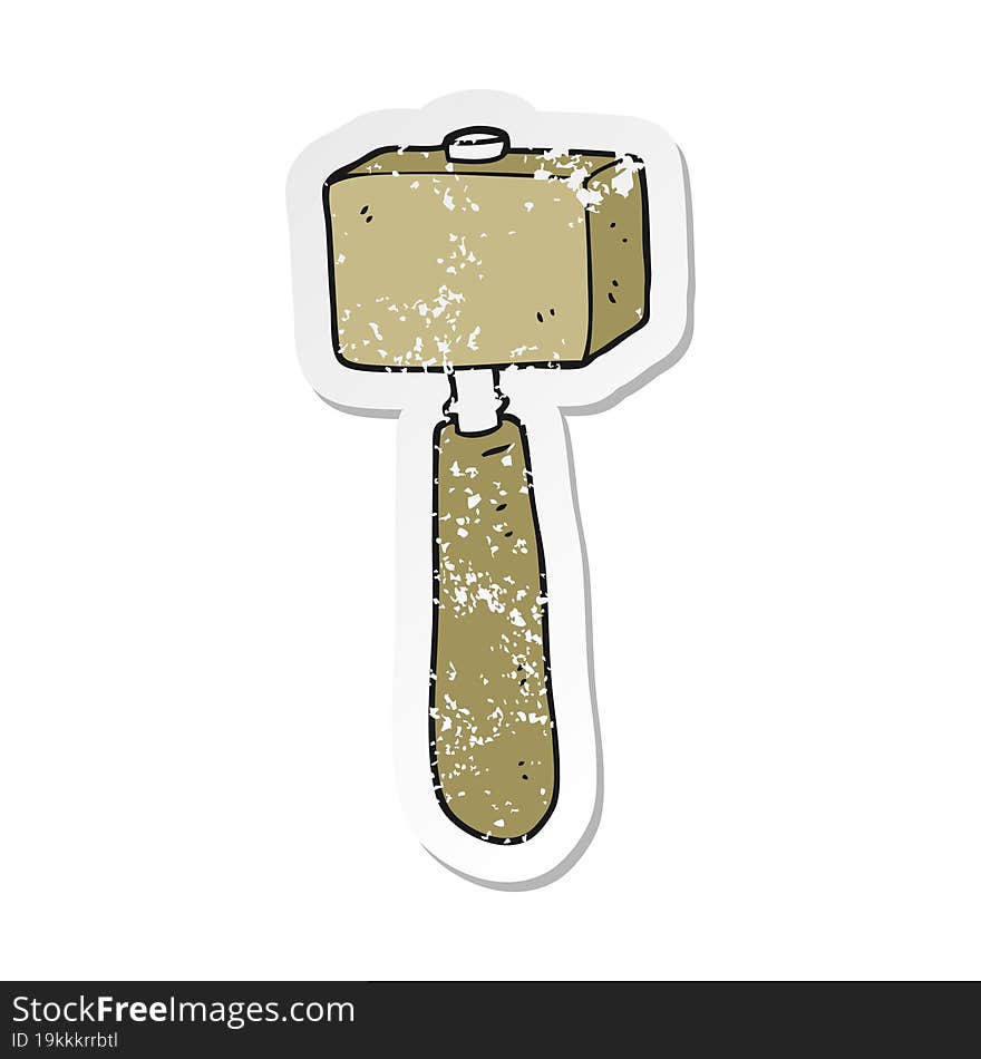 Retro Distressed Sticker Of A Cartoon Mallet