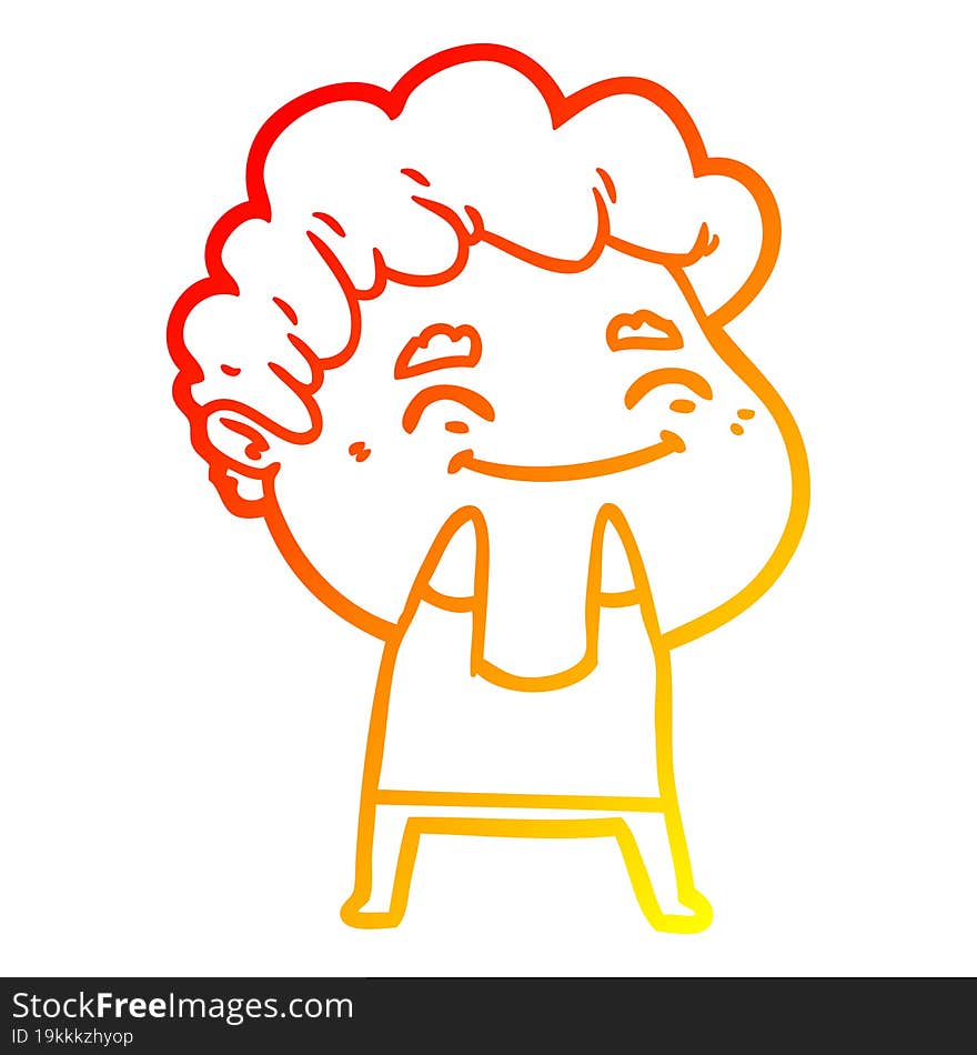 Warm Gradient Line Drawing Cartoon Friendly Man