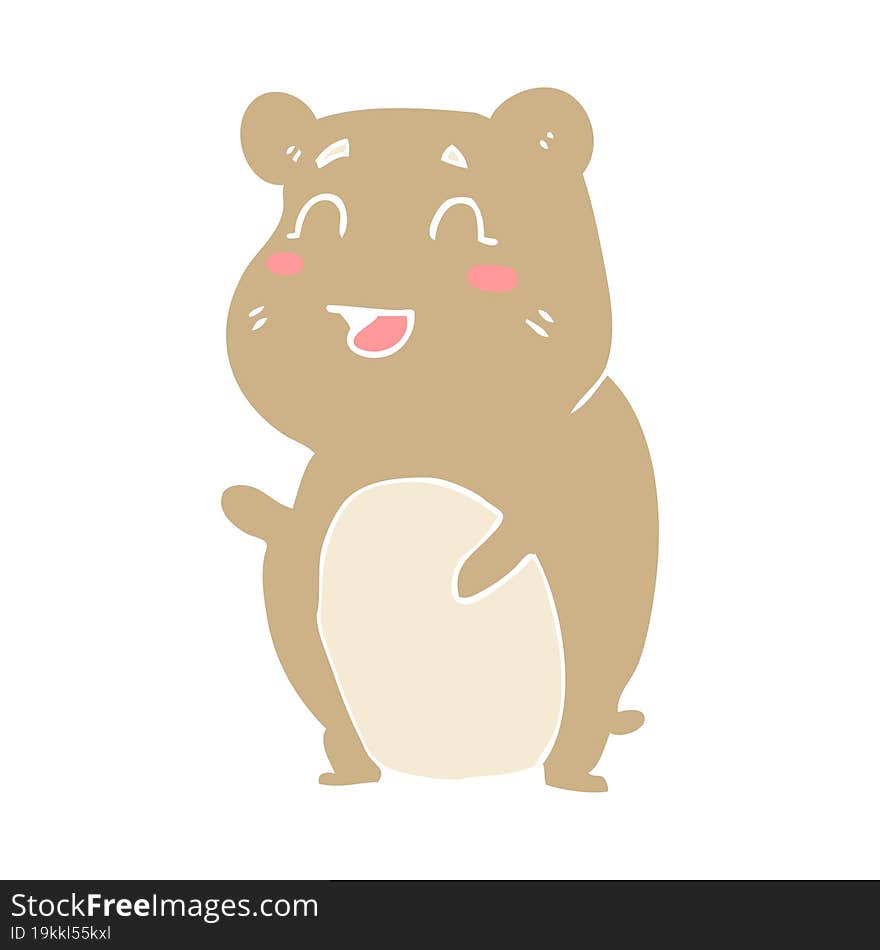 flat color illustration of a cartoon cute hamster