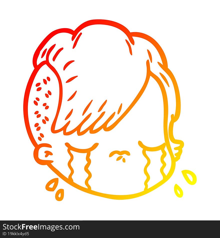 warm gradient line drawing cartoon female face