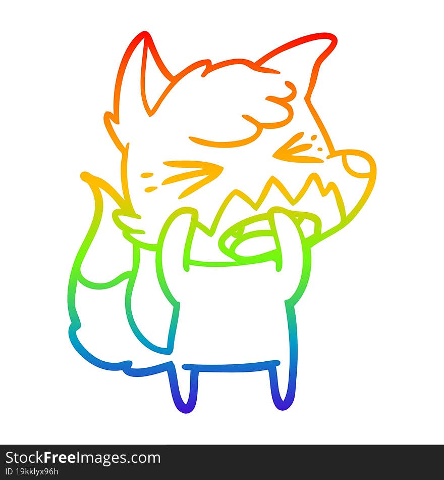 rainbow gradient line drawing angry cartoon fox