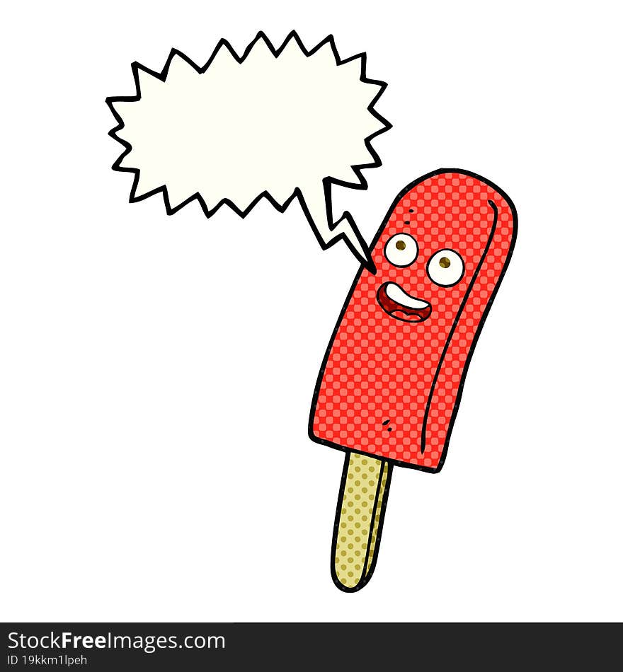 comic book speech bubble cartoon ice lolly