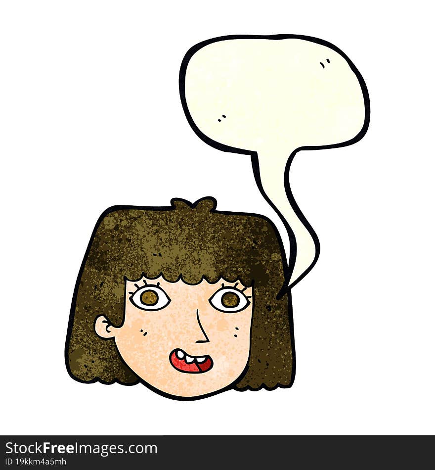 Cartoon Happy Female Face With Thought Bubble