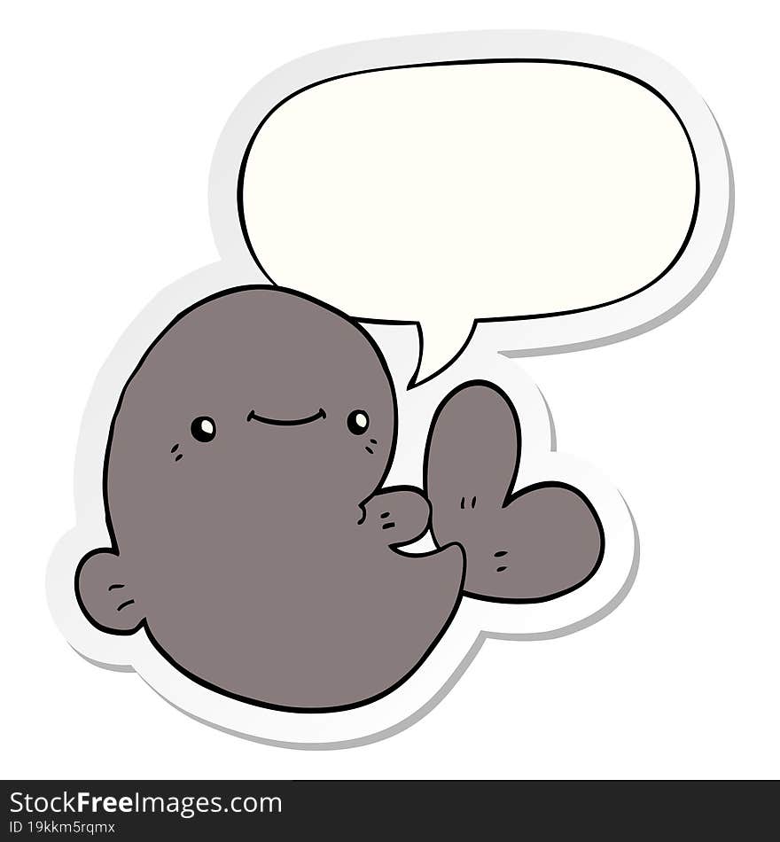 cartoon whale and speech bubble sticker