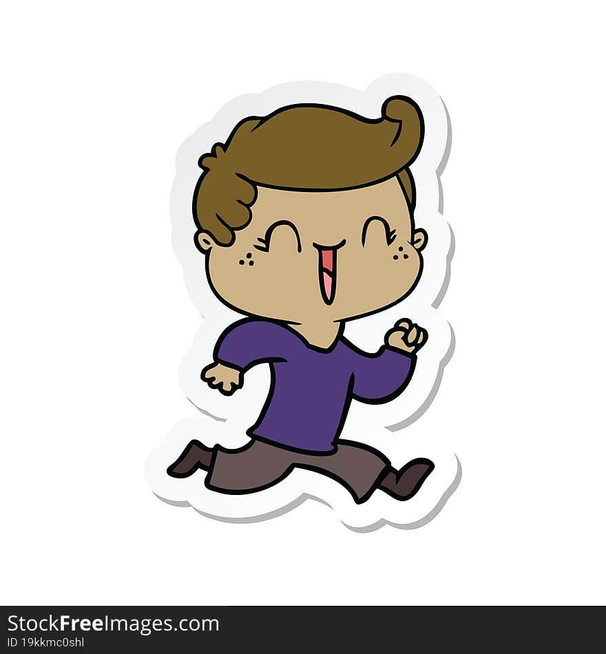 sticker of a cartoon laughing boy