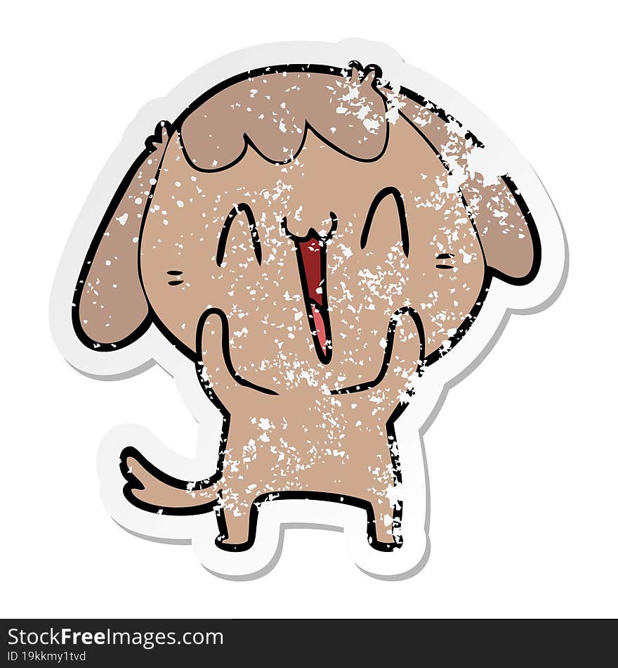 distressed sticker of a cute cartoon dog