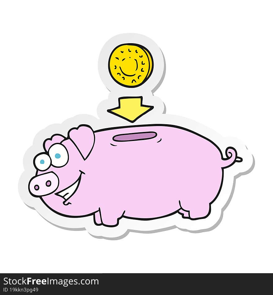 sticker of a cartoon piggy bank