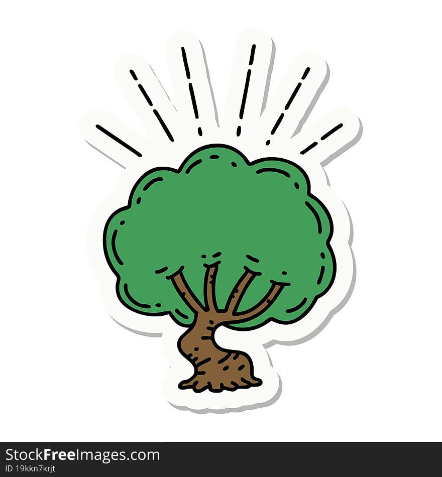 sticker of a tattoo style tree