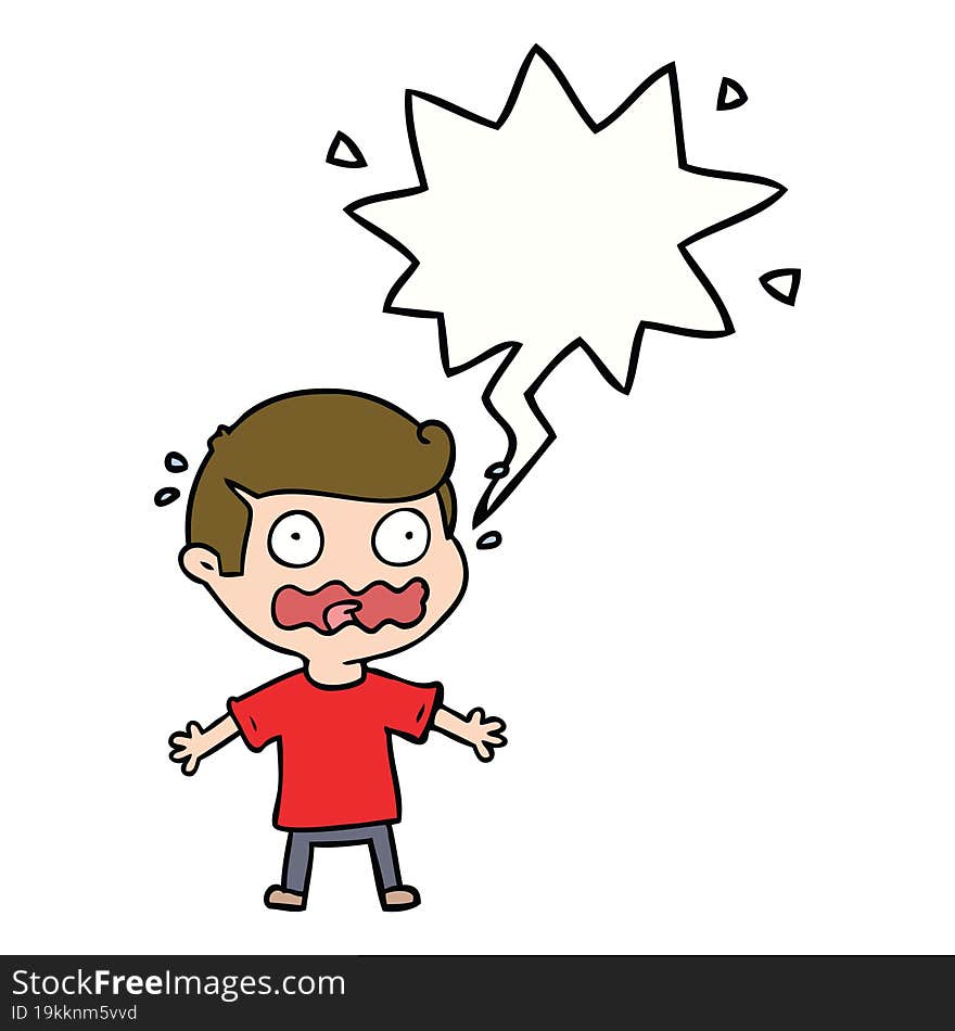 Cartoon Man Totally Stressed Out And Speech Bubble