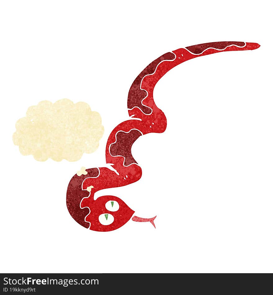 cartoon hissing snake with thought bubble