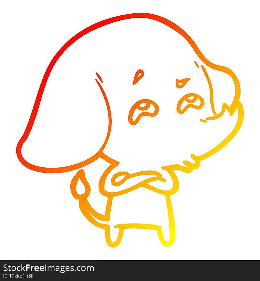 warm gradient line drawing cartoon elephant remembering