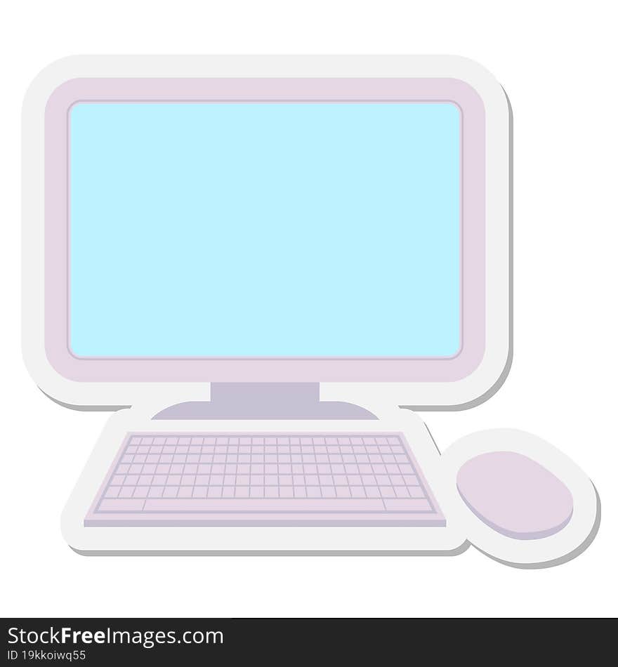 computer with wireless mouse and keyboard sticker