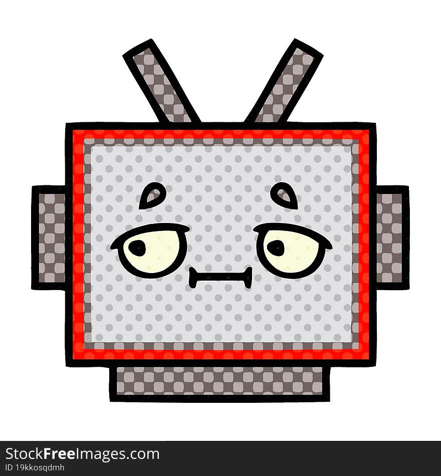 Comic Book Style Cartoon Robot Head