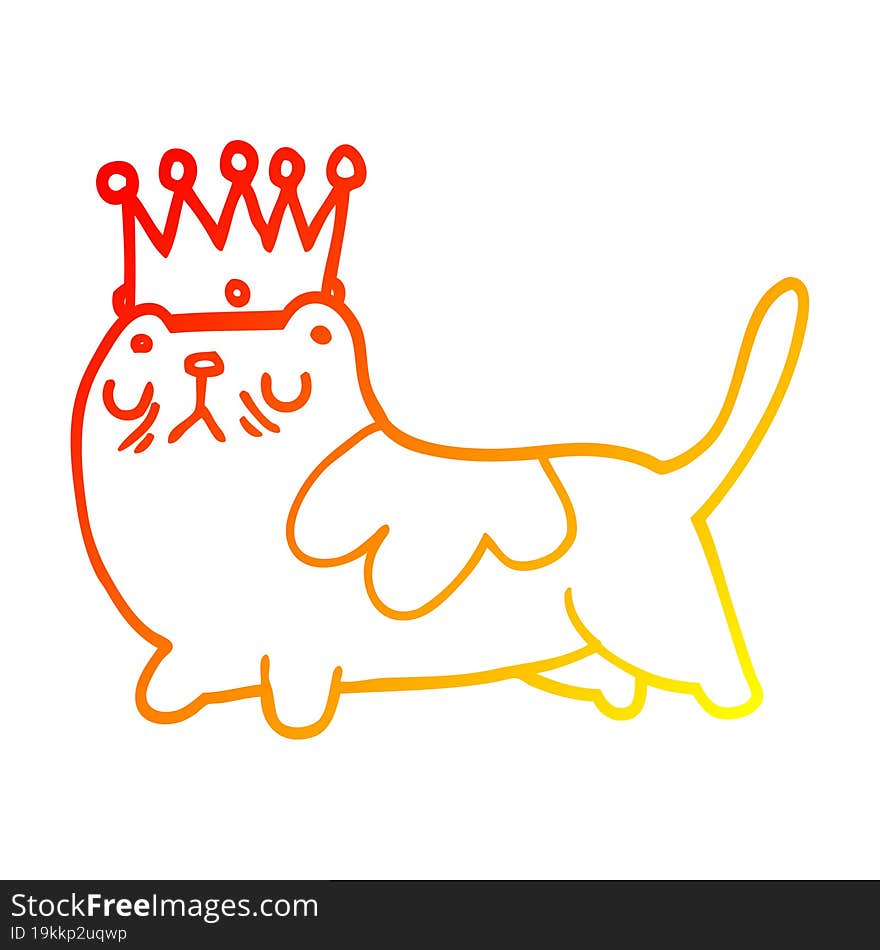 warm gradient line drawing cartoon arrogant cat