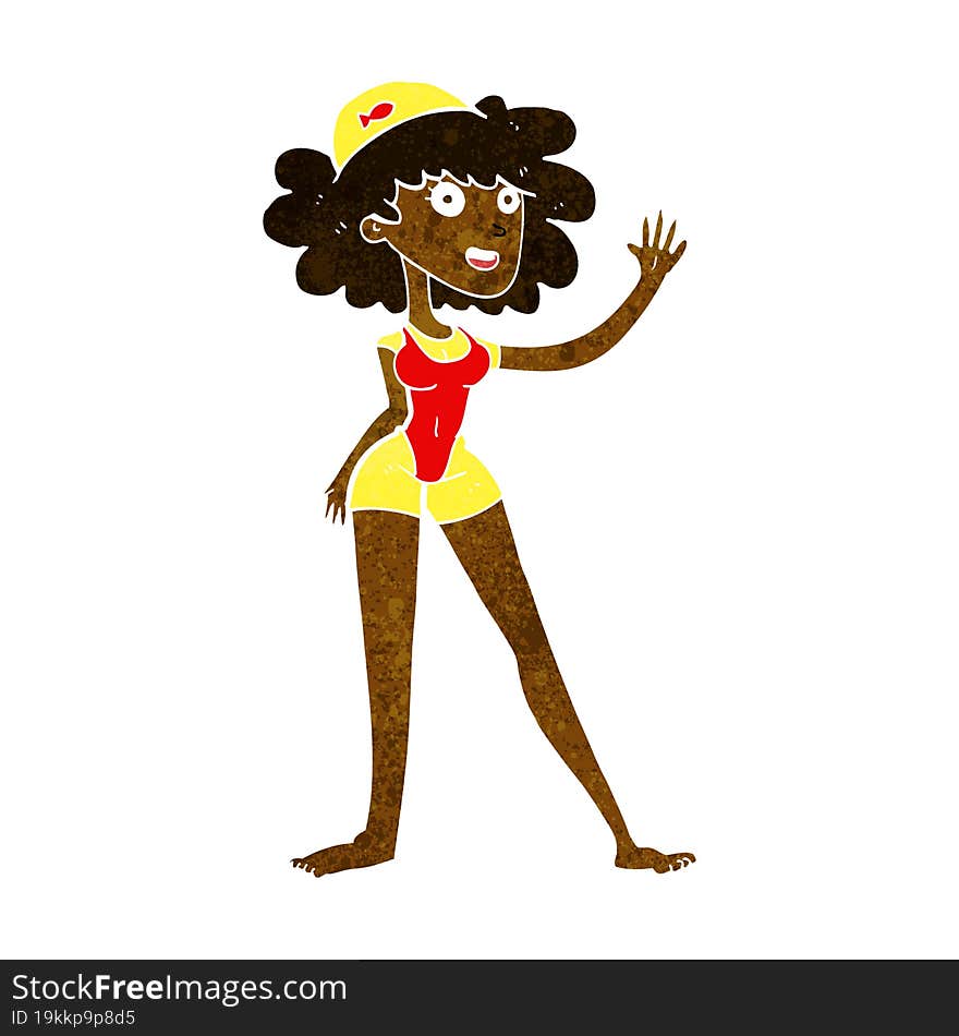 Cartoon Swimmer Woman