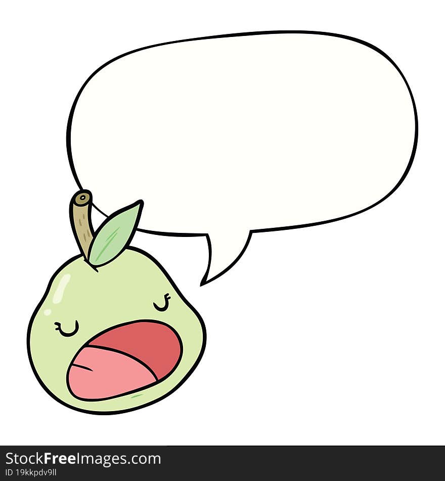 cute cartoon pear and speech bubble