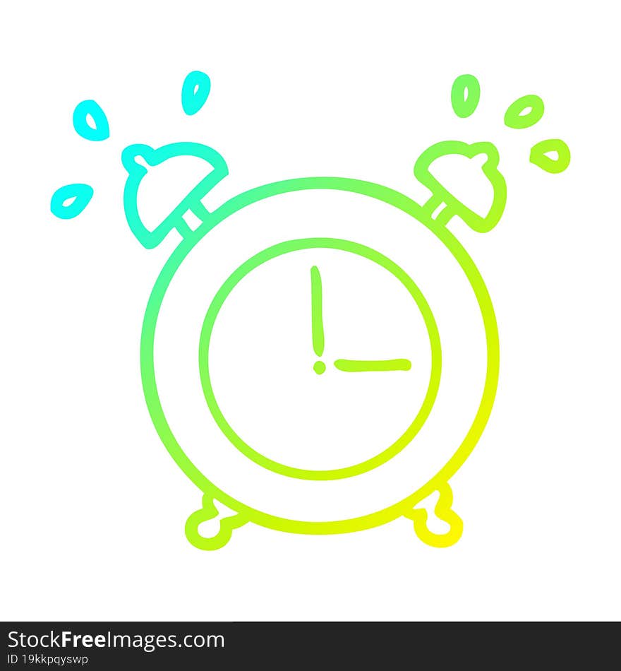 cold gradient line drawing of a ringing alarm clock