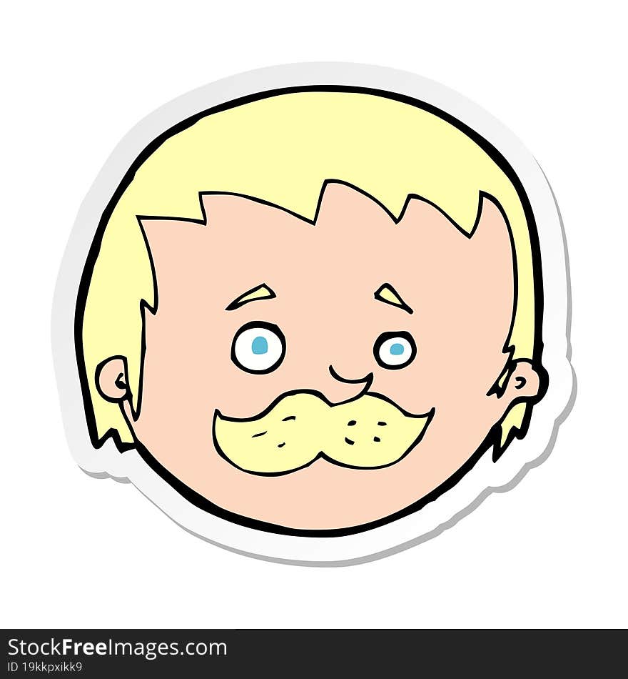 Sticker Of A Cartoon Man With Mustache