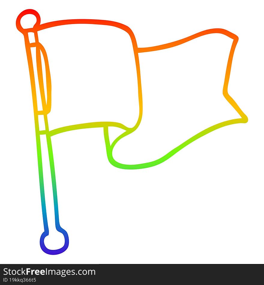 rainbow gradient line drawing cartoon white flag waving