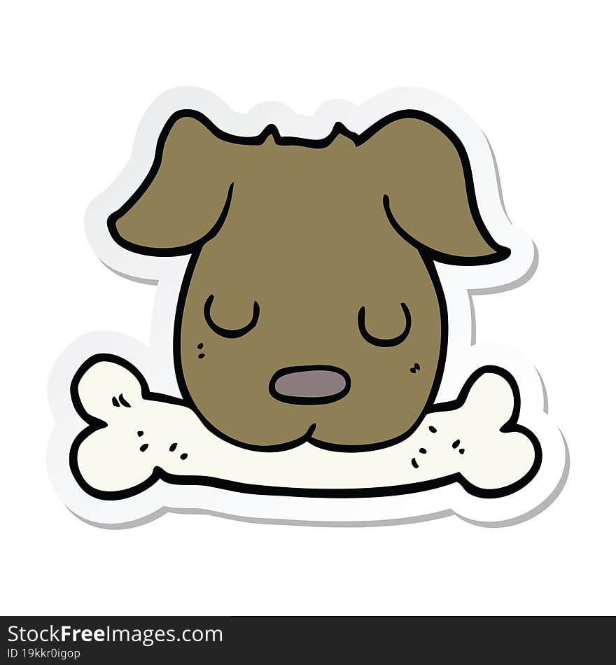 sticker of a cartoon dog with bone