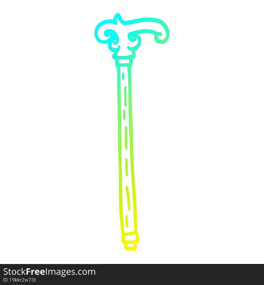 cold gradient line drawing of a cartoon fancy walking stick