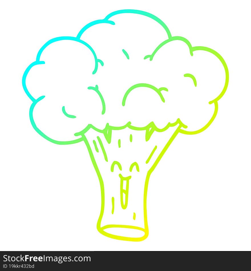 cold gradient line drawing cartoon broccoli