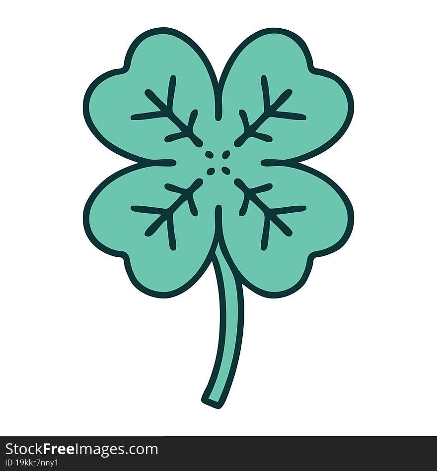 Tattoo Style Icon Of A 4 Leaf Clover