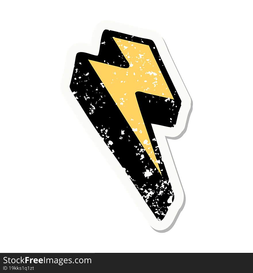 Traditional Distressed Sticker Tattoo Of Lightning  Bolt