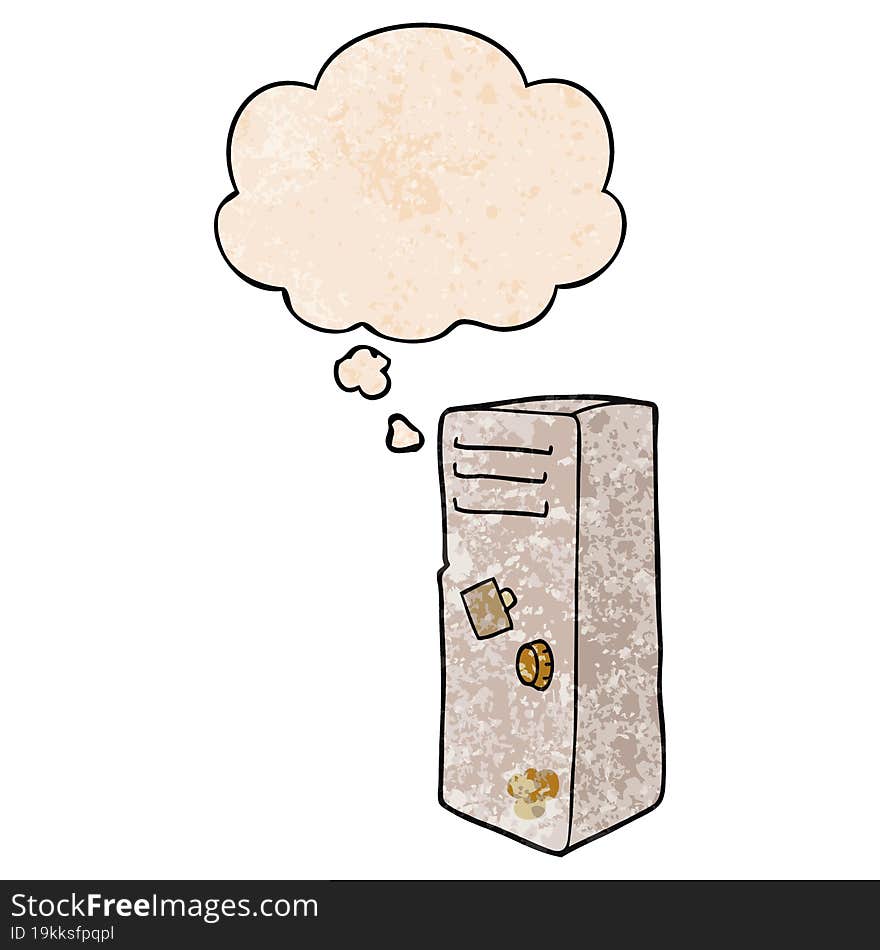 Cartoon Locker And Thought Bubble In Grunge Texture Pattern Style