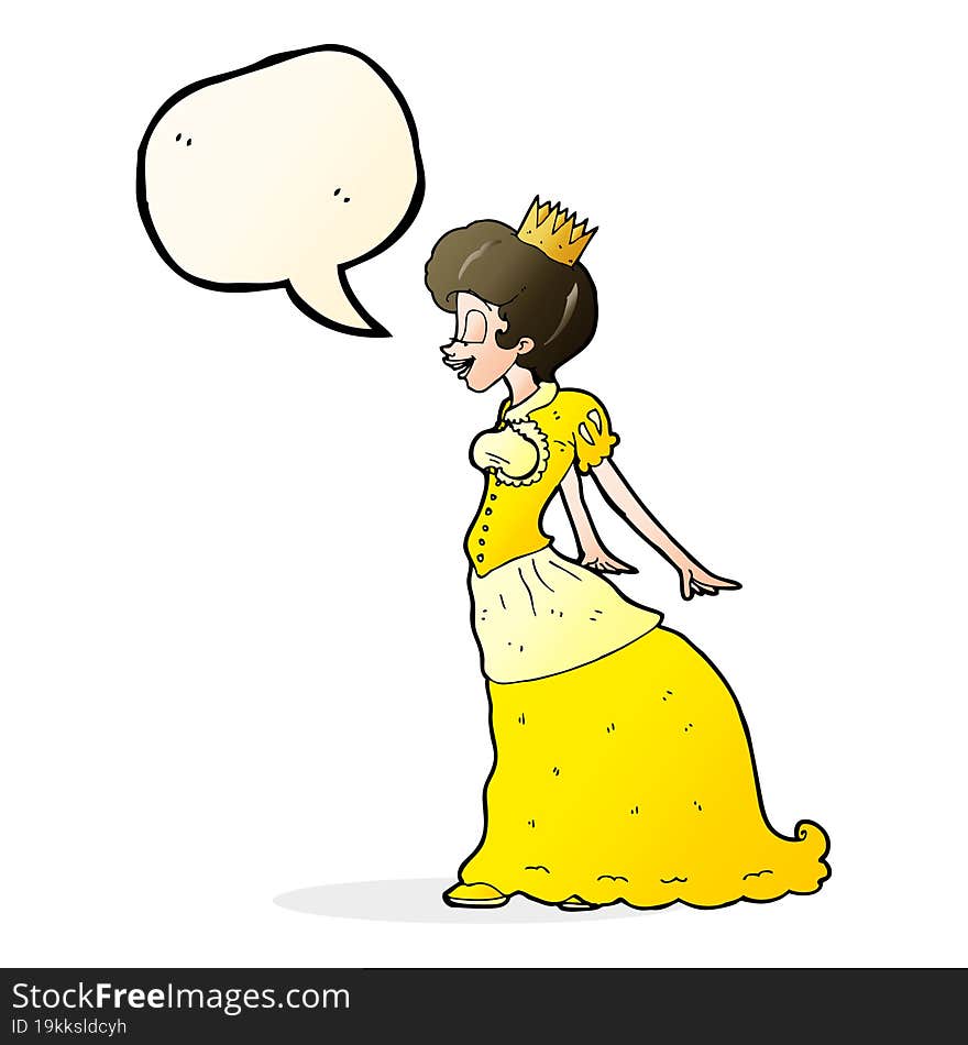 Cartoon Princess With Speech Bubble