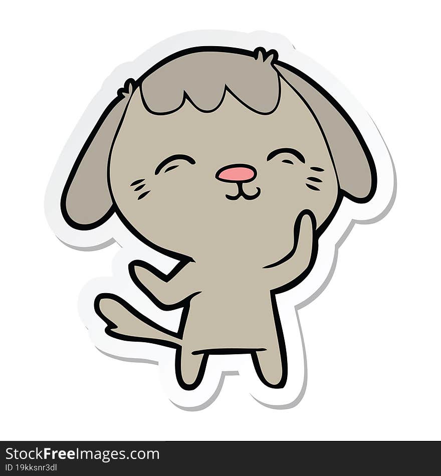 sticker of a happy cartoon dog