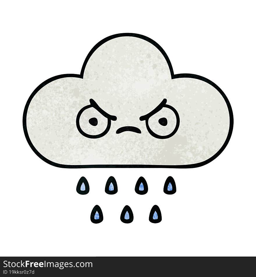 Retro Grunge Texture Cartoon Rain Cloud