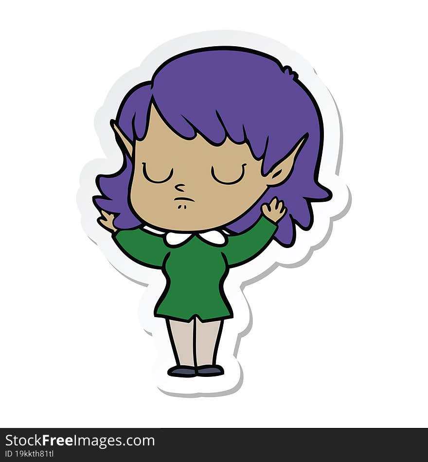 sticker of a cartoon elf girl