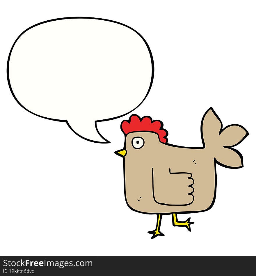 cartoon chicken with speech bubble. cartoon chicken with speech bubble