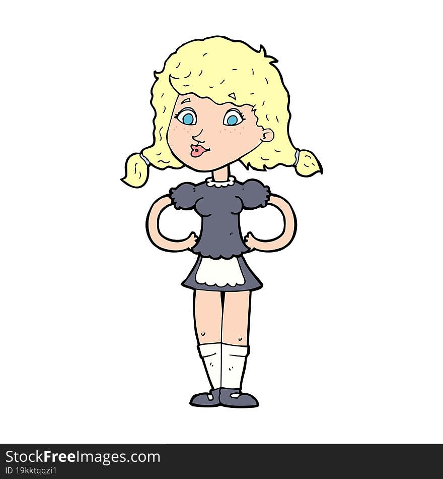 cartoon happy waitress woman