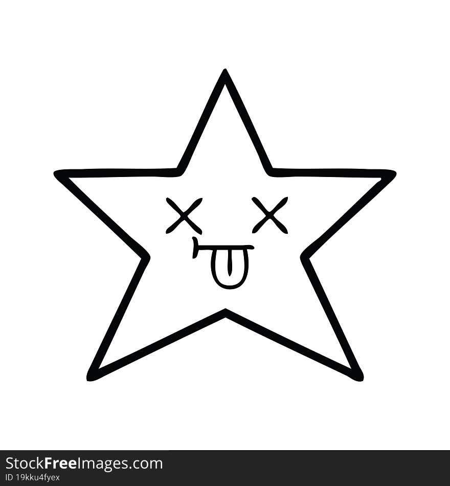 line drawing cartoon gold star