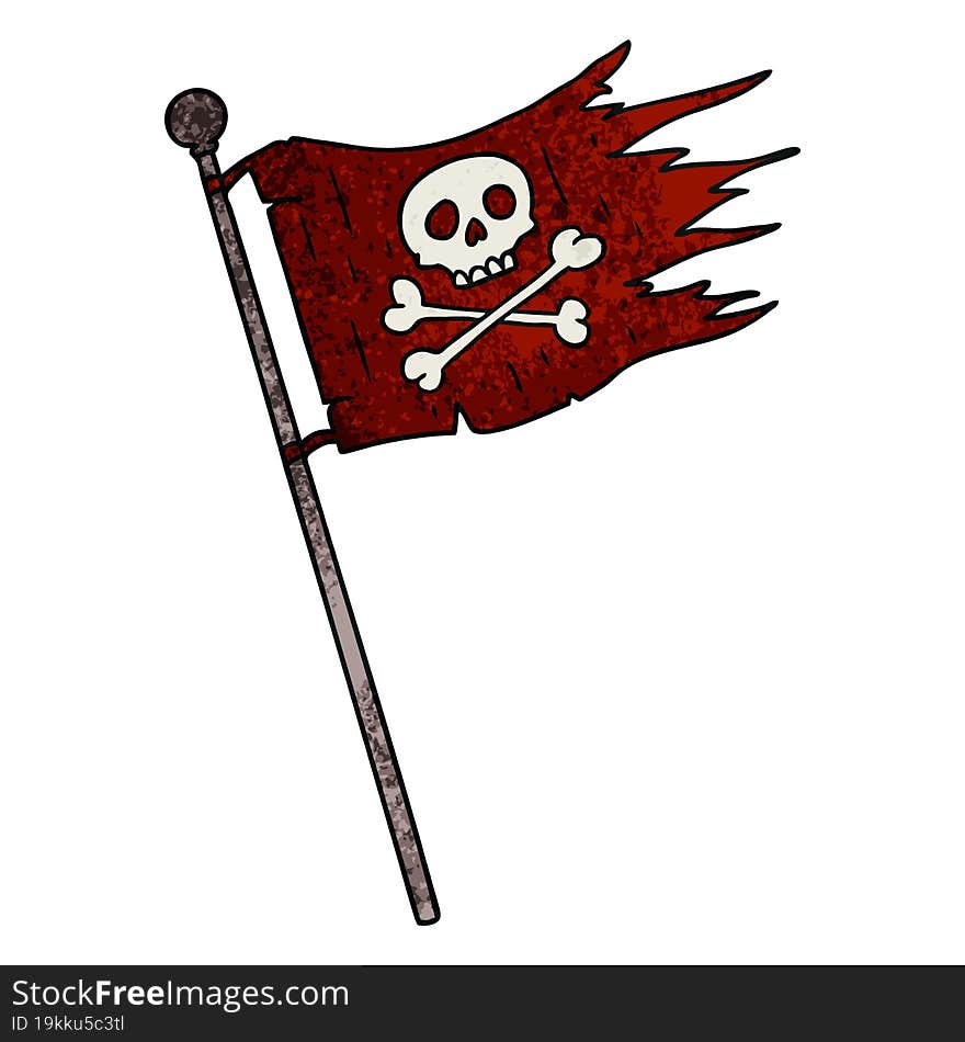 textured cartoon doodle of a pirates flag