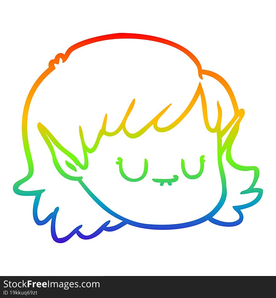 rainbow gradient line drawing of a cartoon elf girl