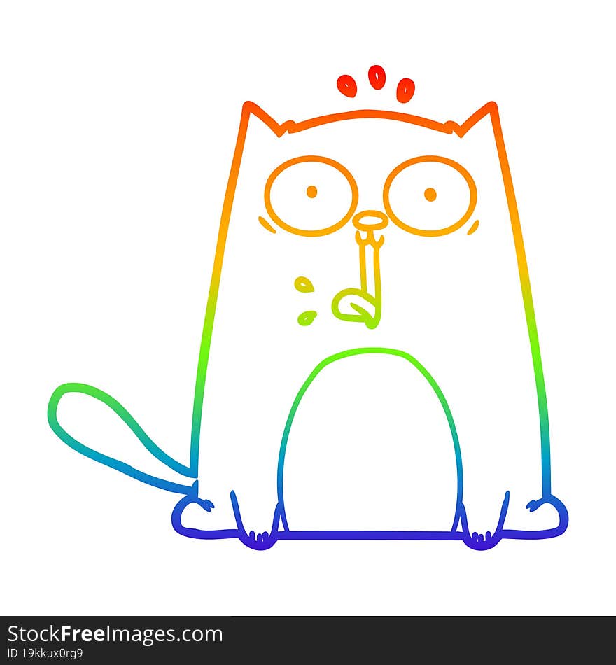 rainbow gradient line drawing funny cartoon cat