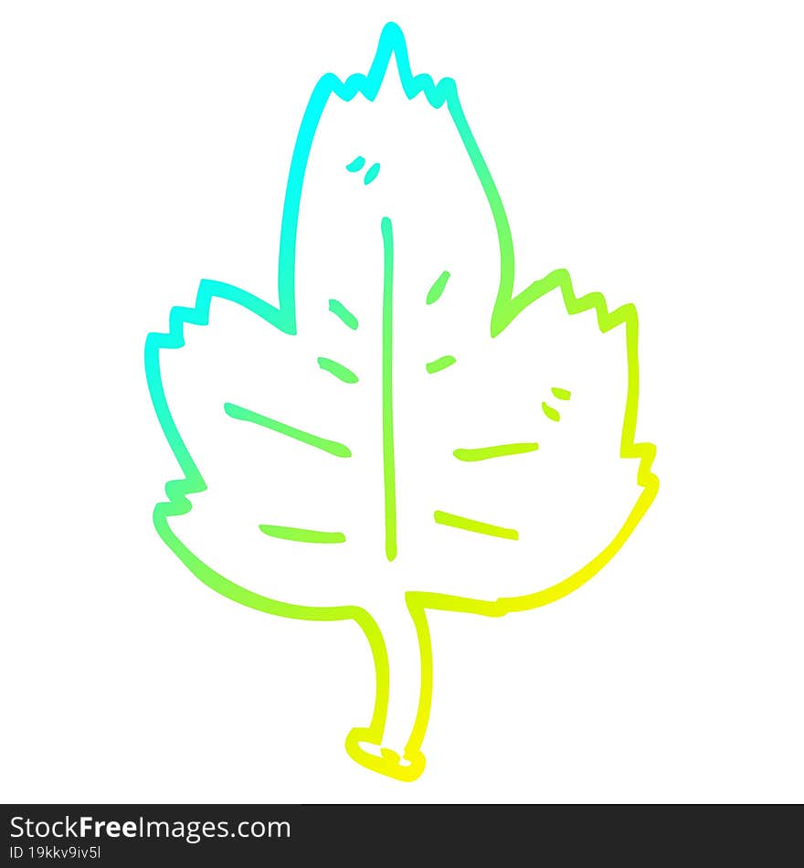 cold gradient line drawing cartoon leaf