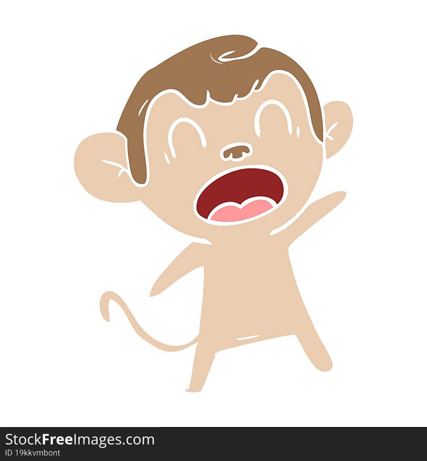 shouting flat color style cartoon monkey