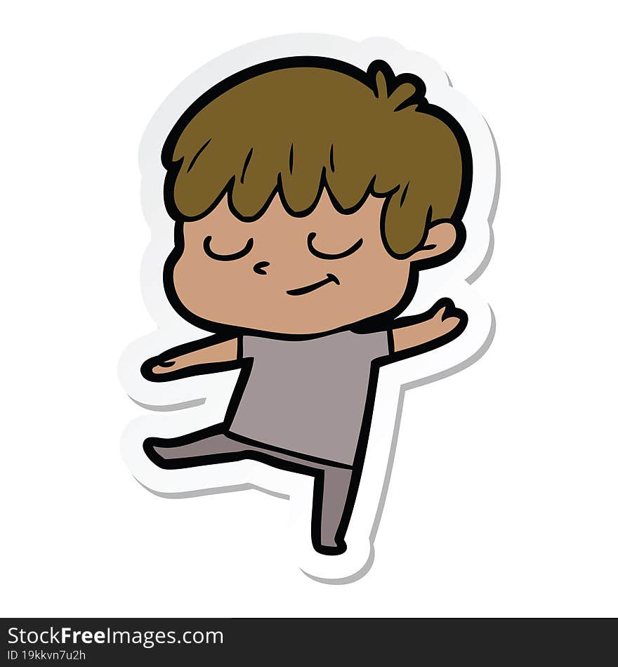 sticker of a cartoon happy boy