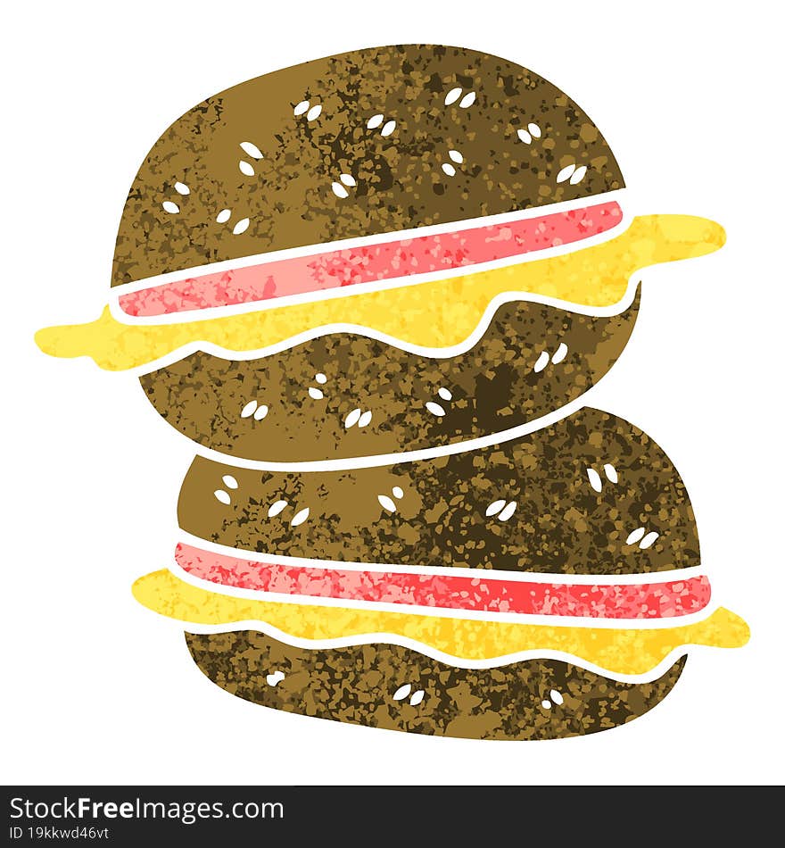 quirky retro illustration style cartoon sandwich