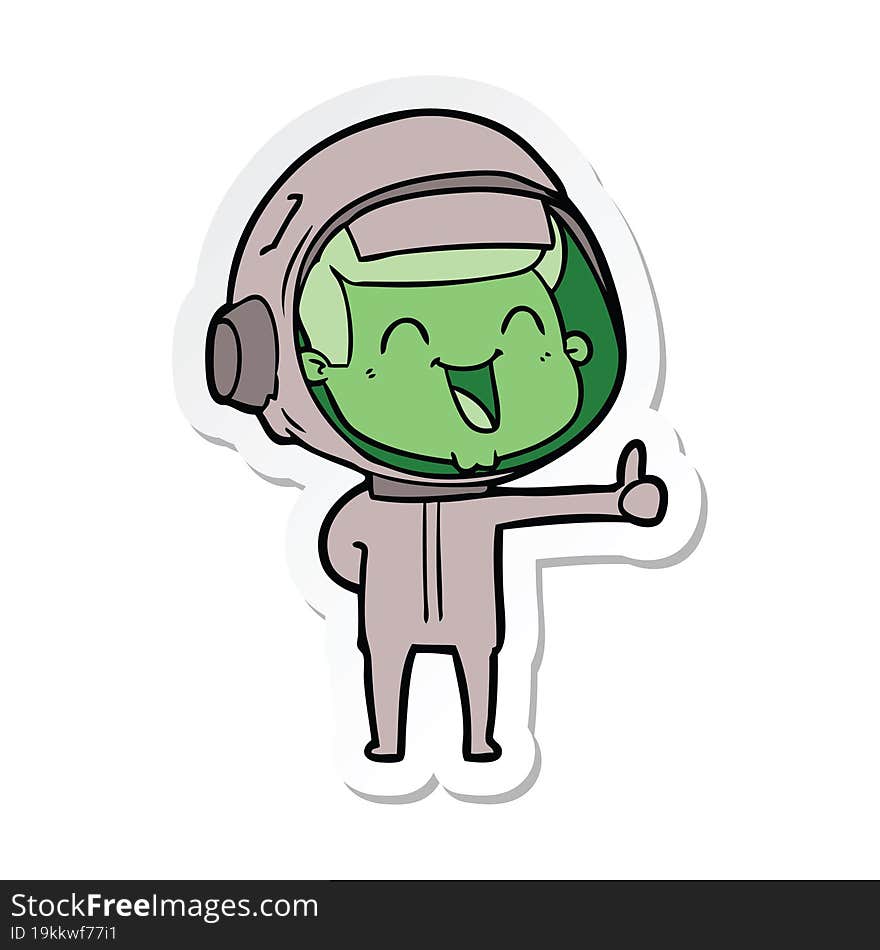 sticker of a happy cartoon astronaut